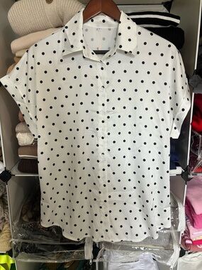 NWT Satin Polka Dot Button Up Top